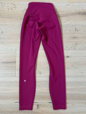 Lululemon Wunder Train Contour Fit HR 25” Everlux Pink Leggings 2 Raspberry*V29